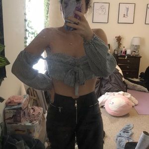 Tobi Crop Top Pinstripe